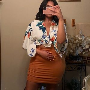 Orange Pencil Skirt
